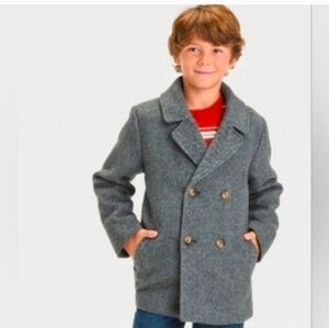Cat & Jack Jackets & Coats  Solid Charcoal Gray Pea Coat Boys